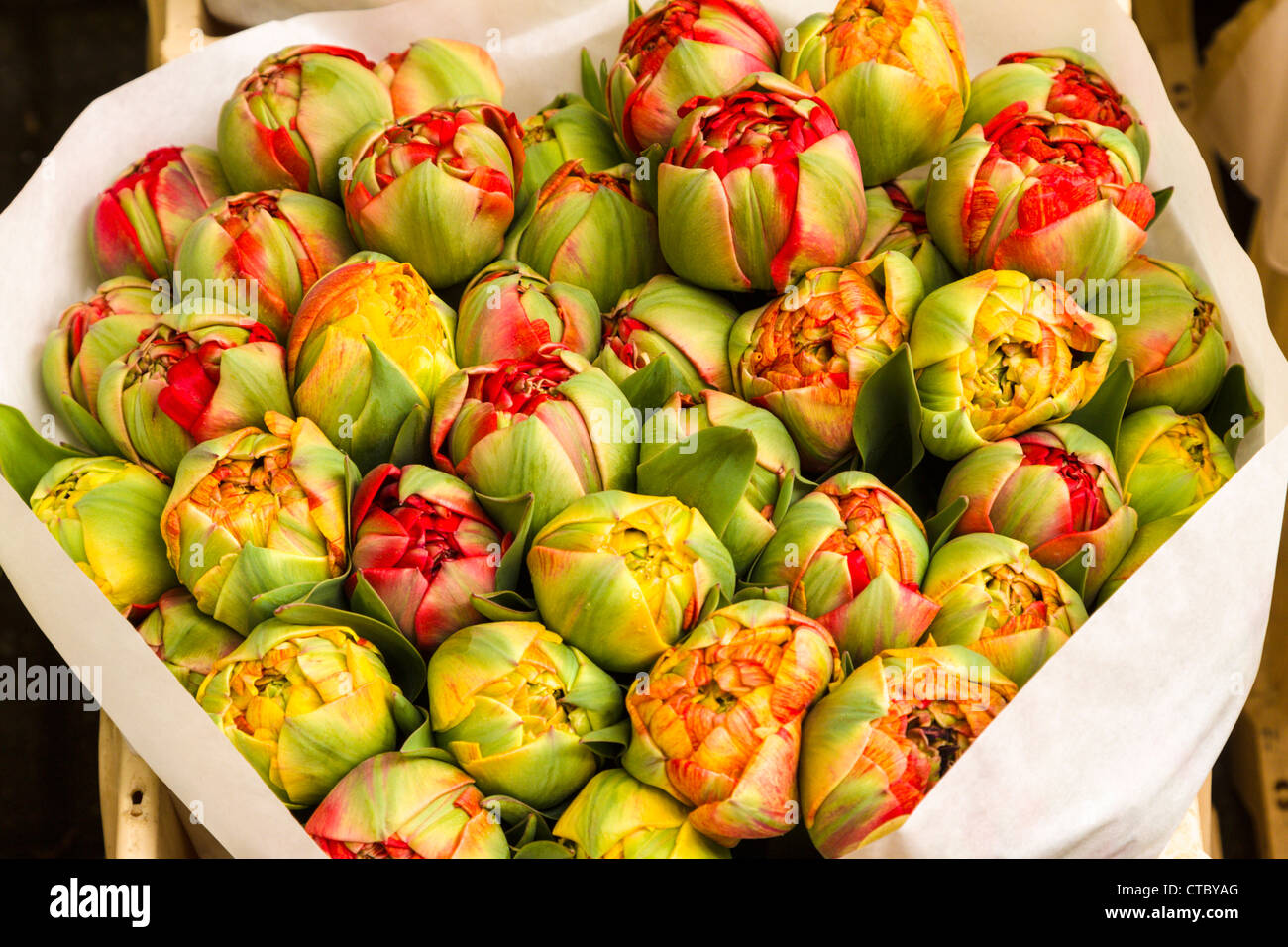 Peony blooms for sale at Flower market Stock Photo Alamy
