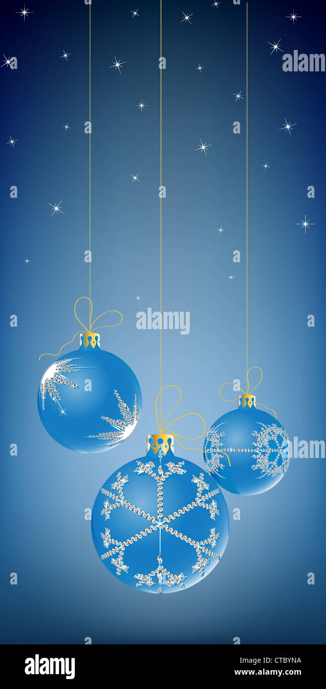 Vector Illustration of three Christmas Balls decorated with snowflake ...