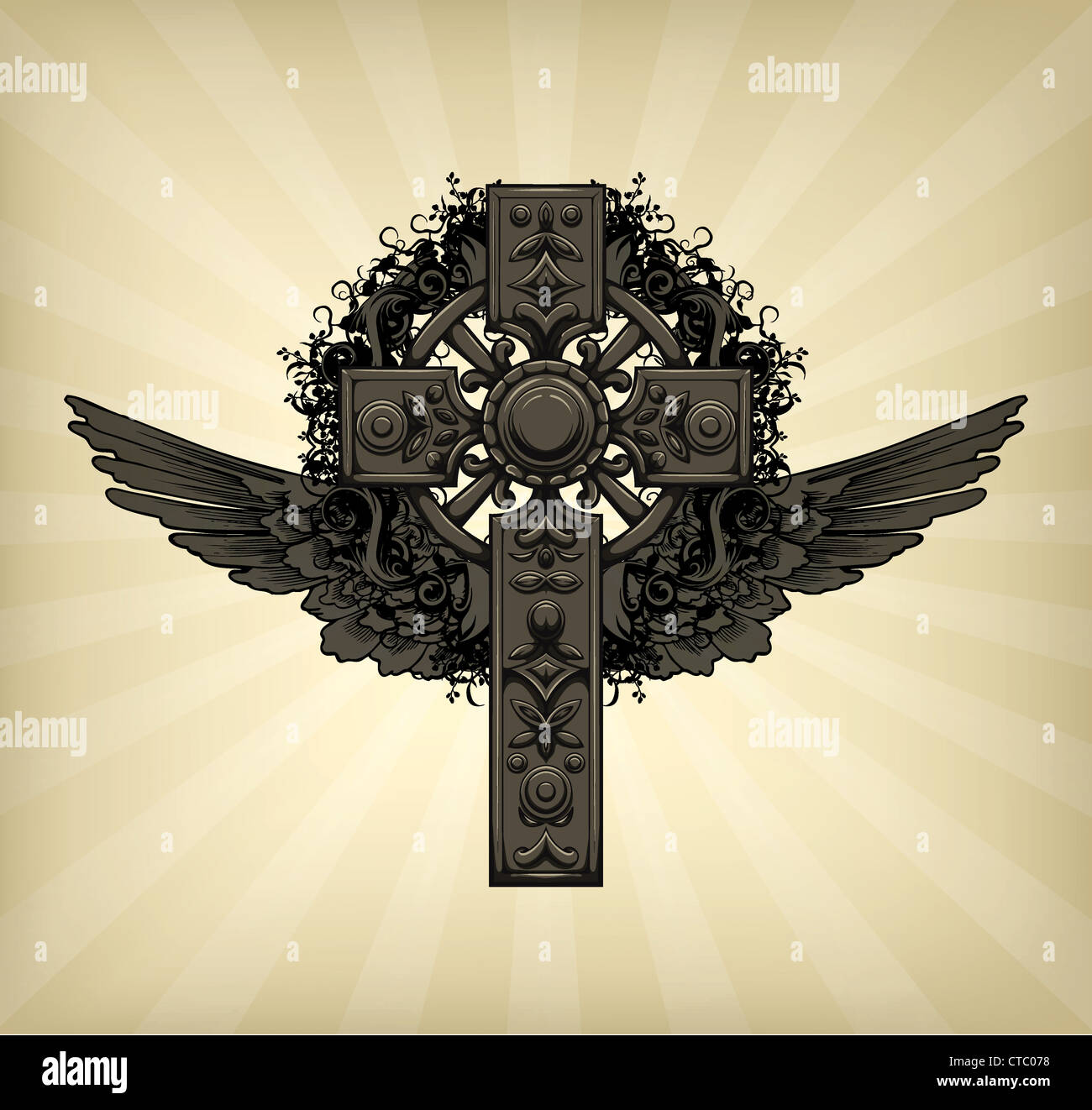 vector dark gothic illustration with cross Stock Photo - Alamy