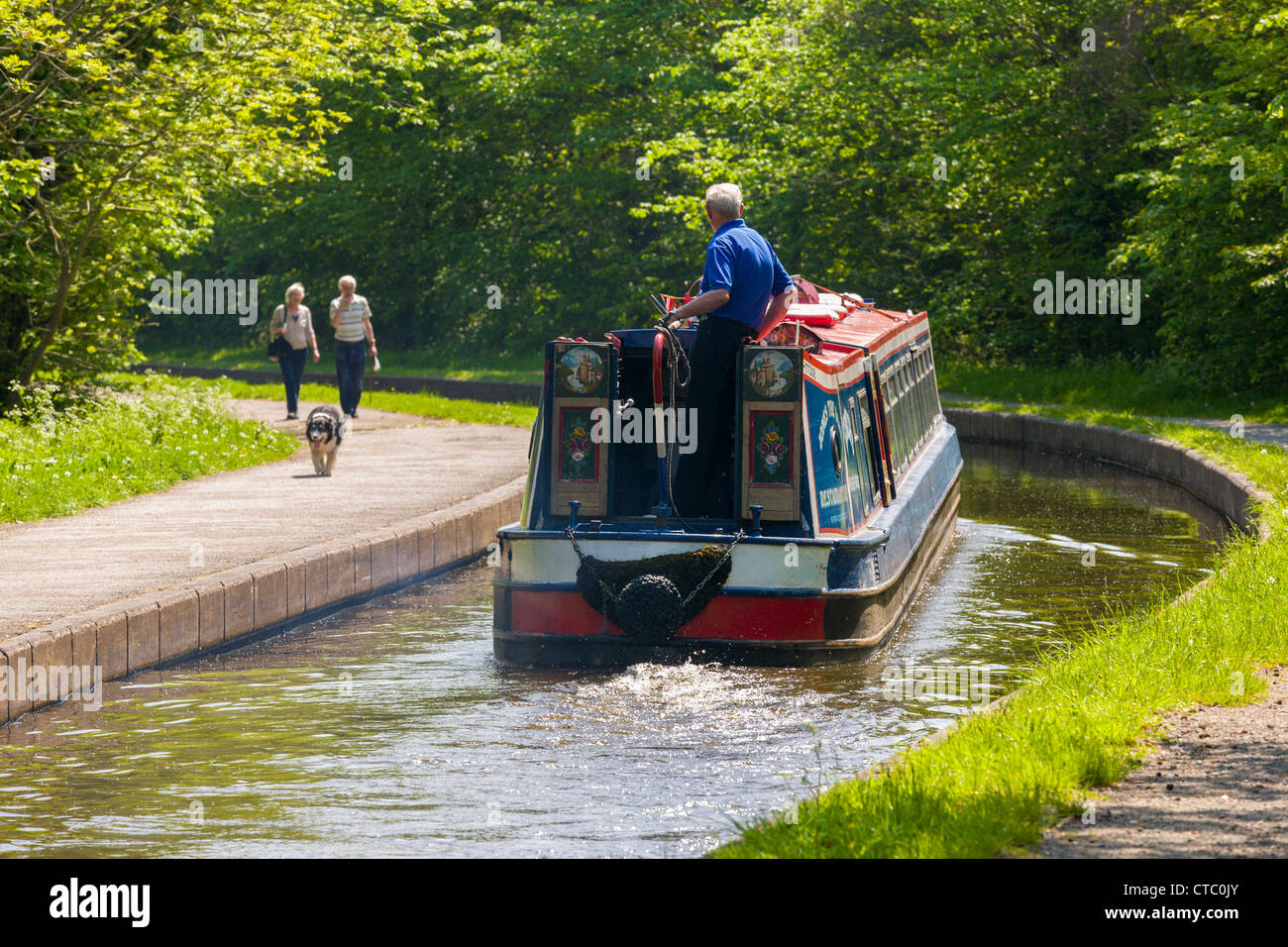 Tourists, canal boat, Trevor, Llangollen, North Wales Stock Photo
