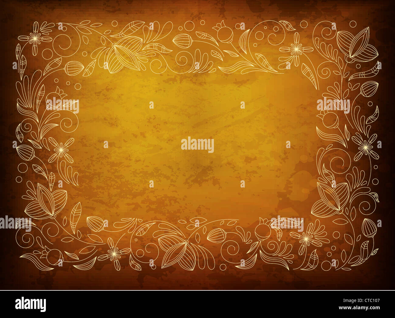 grunge floral frame vector illustration Stock Photo - Alamy