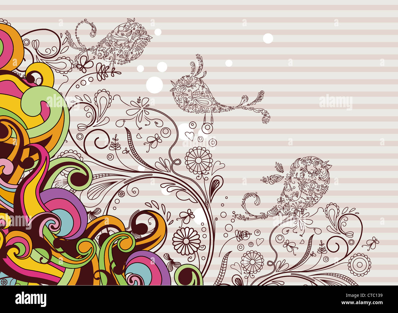 vector colorful background with abstract birds Stock Photo - Alamy