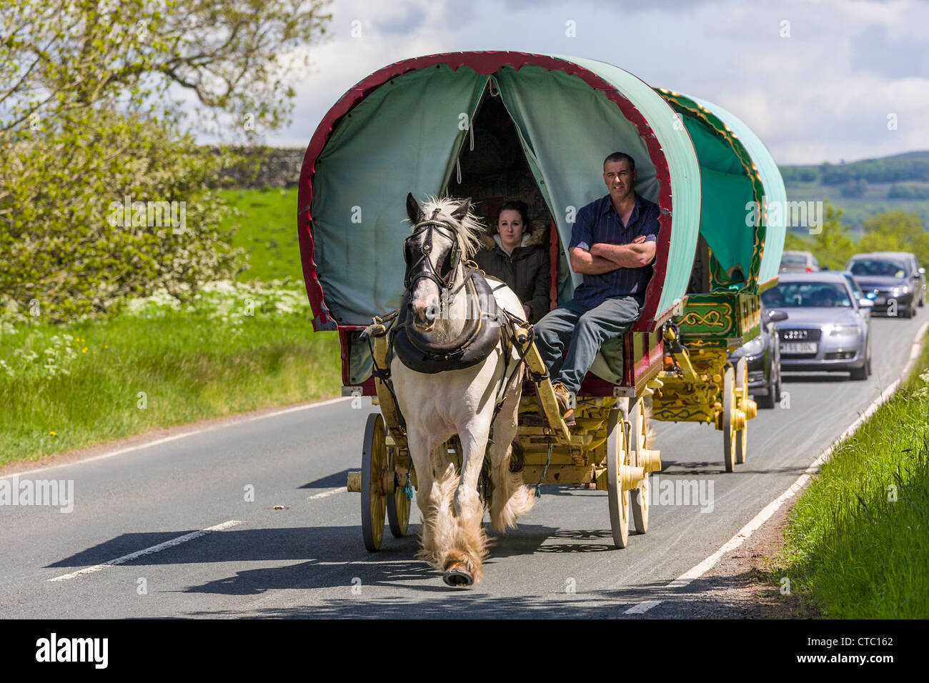 Gypsy caravan, Wharfedale, Yorkshire Stock Photo