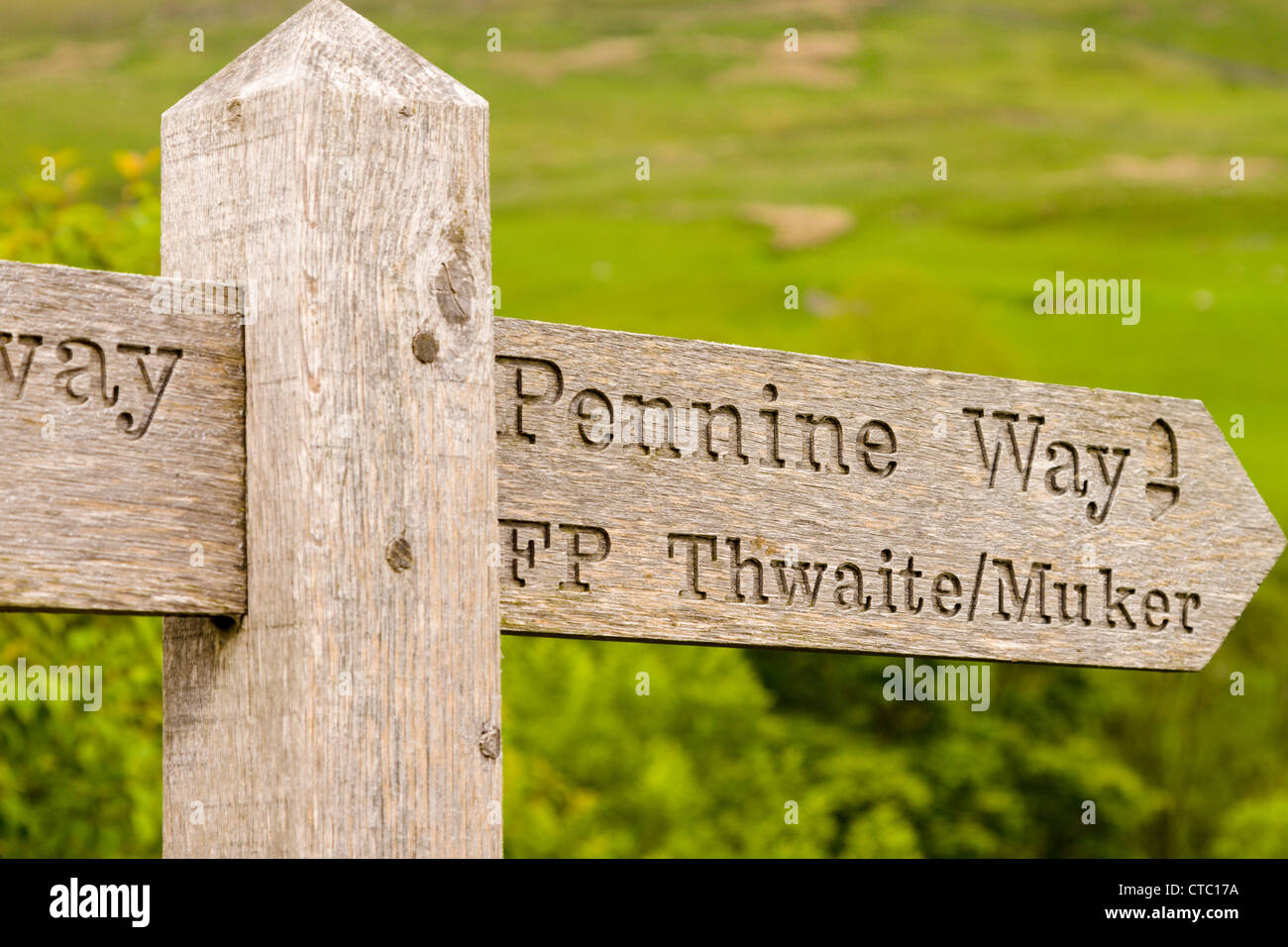 Pennine Way sign post, Yorkshire Stock Photo