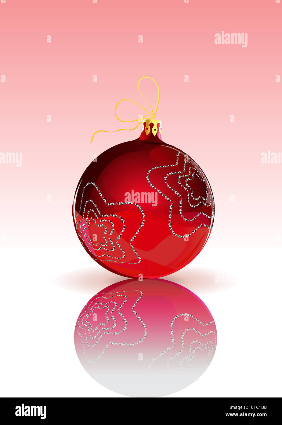 Vector Illustration of blue Christmas Ball decorated with snowflake on ...