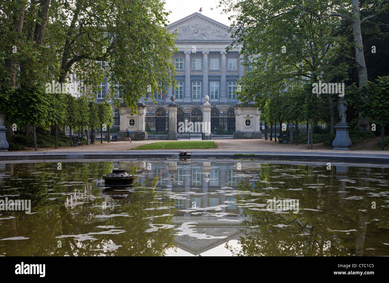Brussels - Park and National parliament building in morning Stock Photo