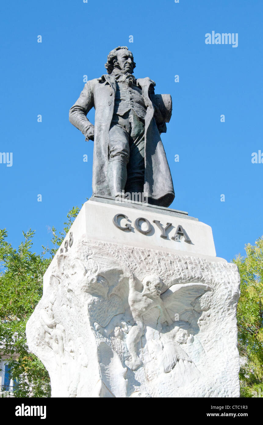 goya statue in the grounds of the Prado in Madrid Stock Photo
