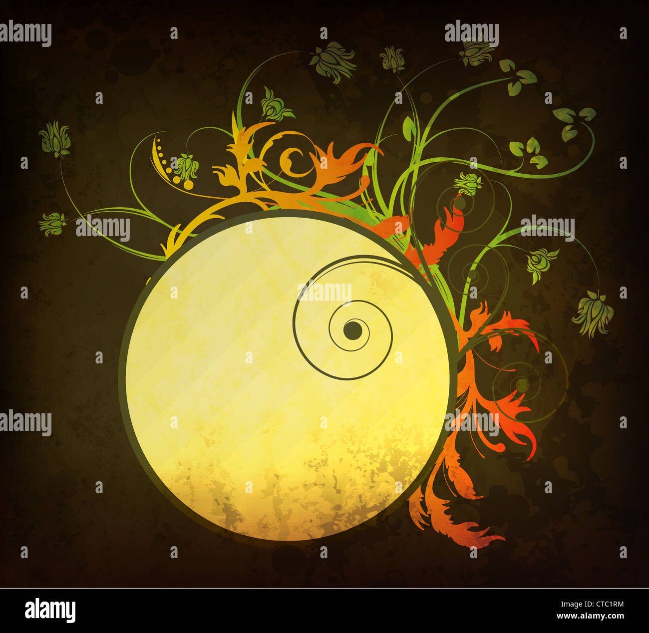 grunge floral frame vector illustration Stock Photo - Alamy