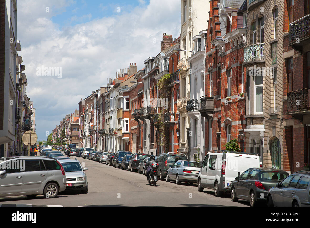 Brussels Typical houses and street in Belgium Stock Photo Alamy