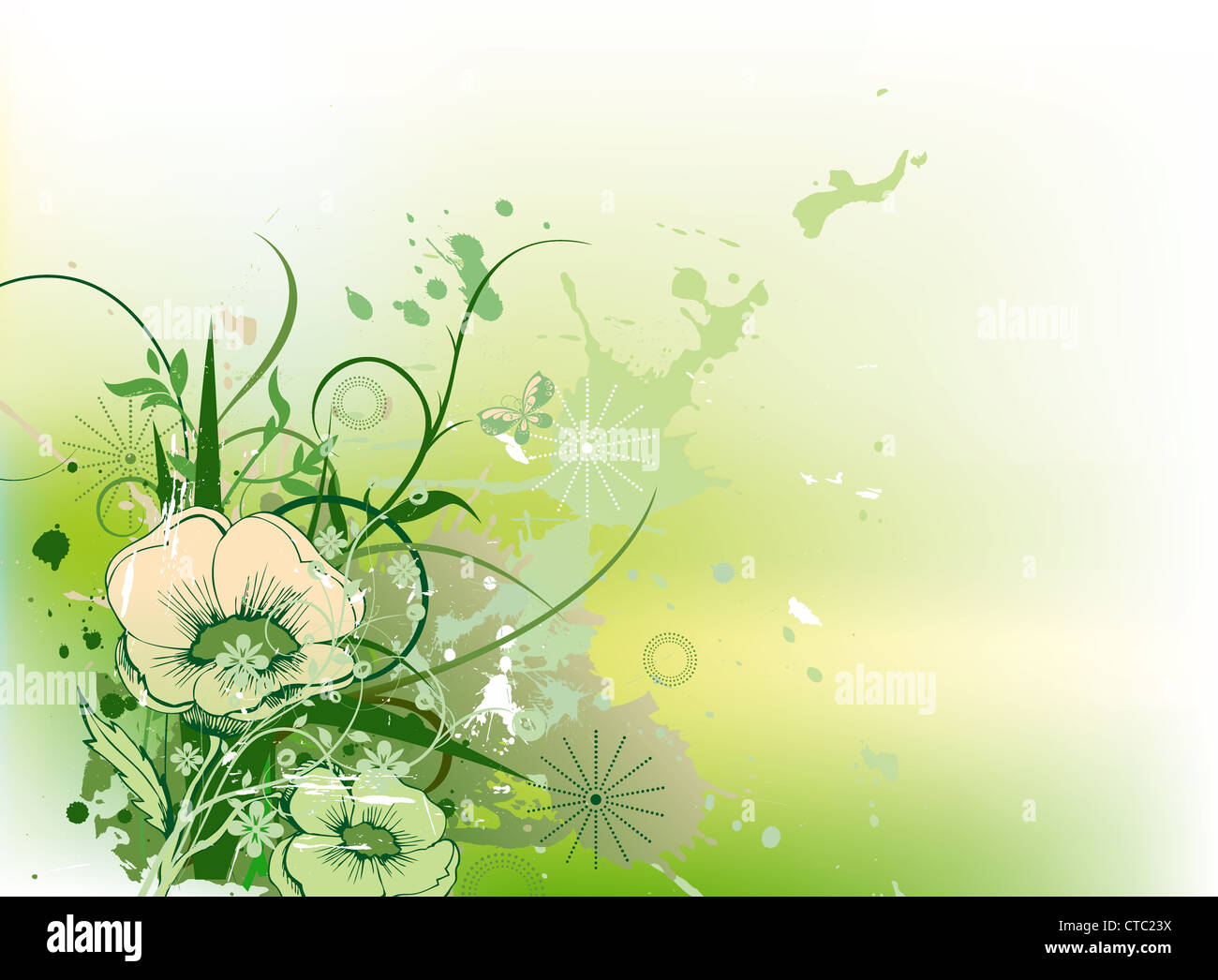 vector grunge background with floral Stock Photo - Alamy