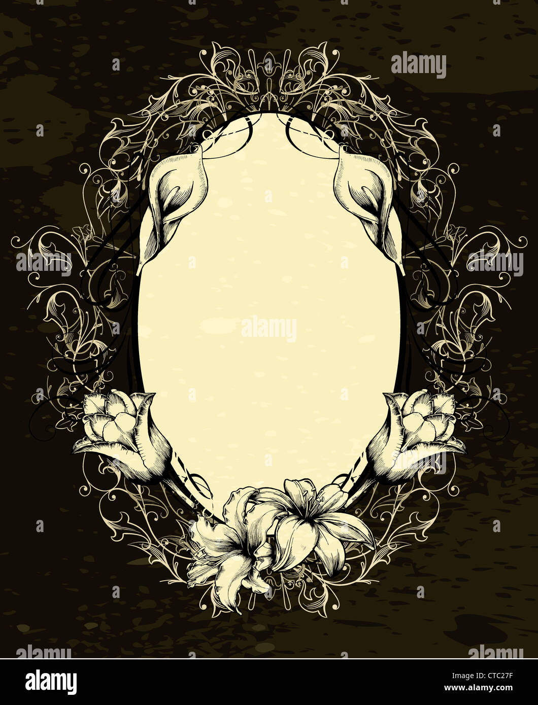 grunge floral frame vector illustration Stock Photo - Alamy