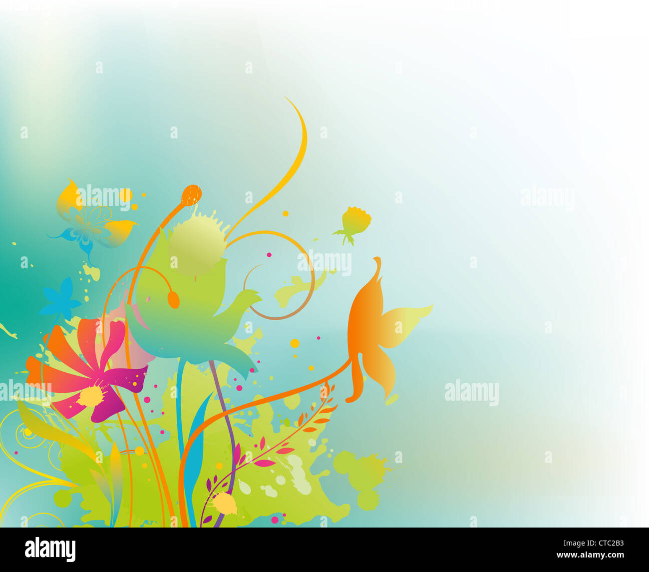 vector grunge background with floral Stock Photo - Alamy