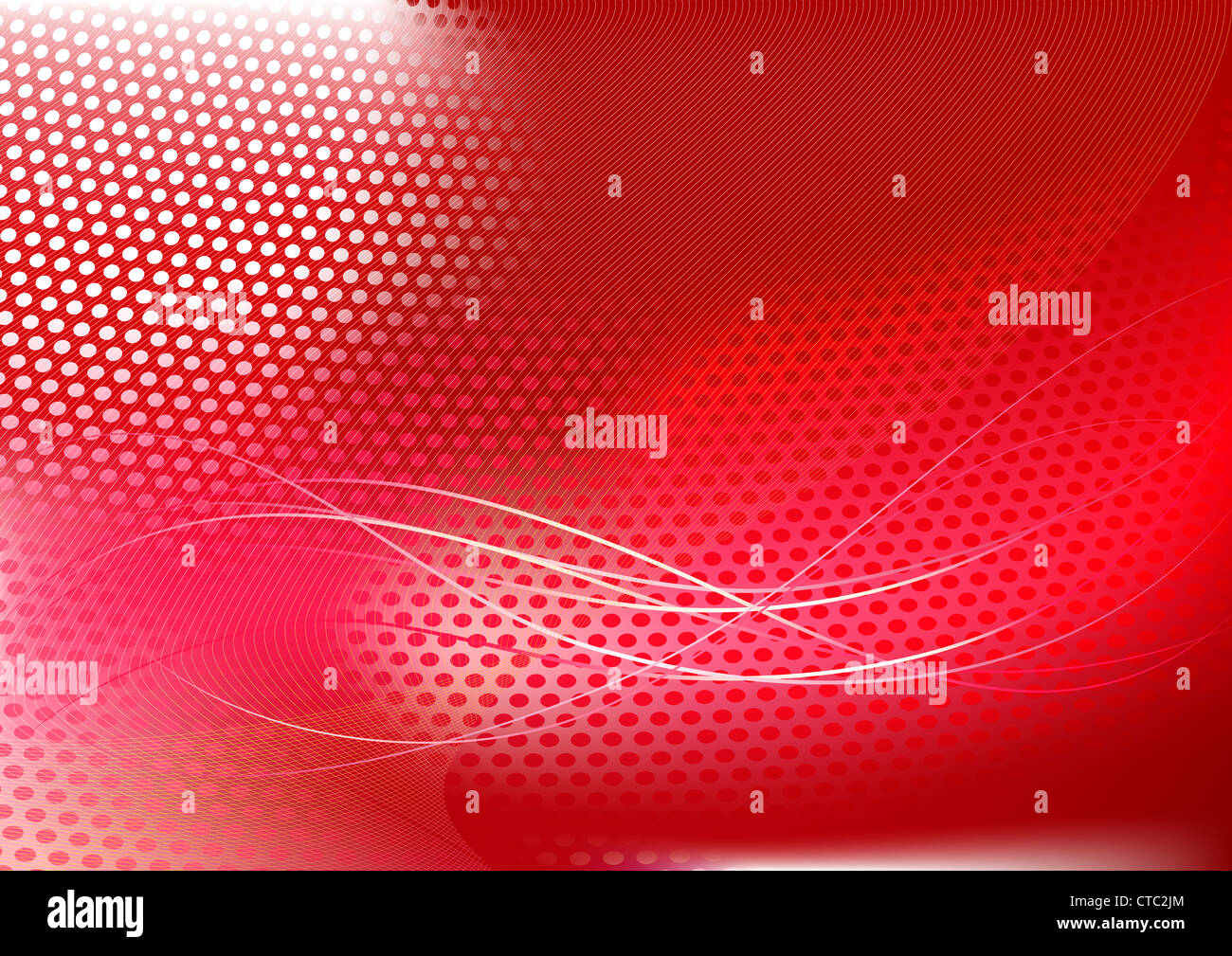 Vector illustration red abstract techno background made dots curved lines Great for backgrounds layering over other images Stock Photo