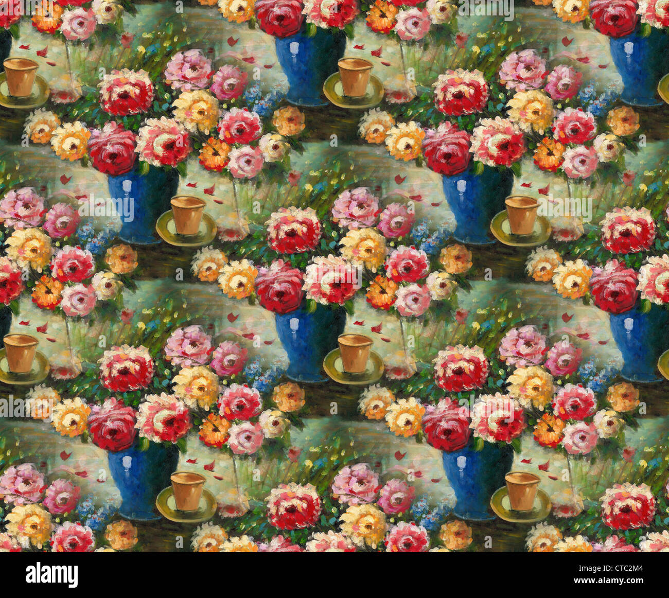 Backdrop of Roses in Vase Wallpaper Pattern Stock Photo - Alamy