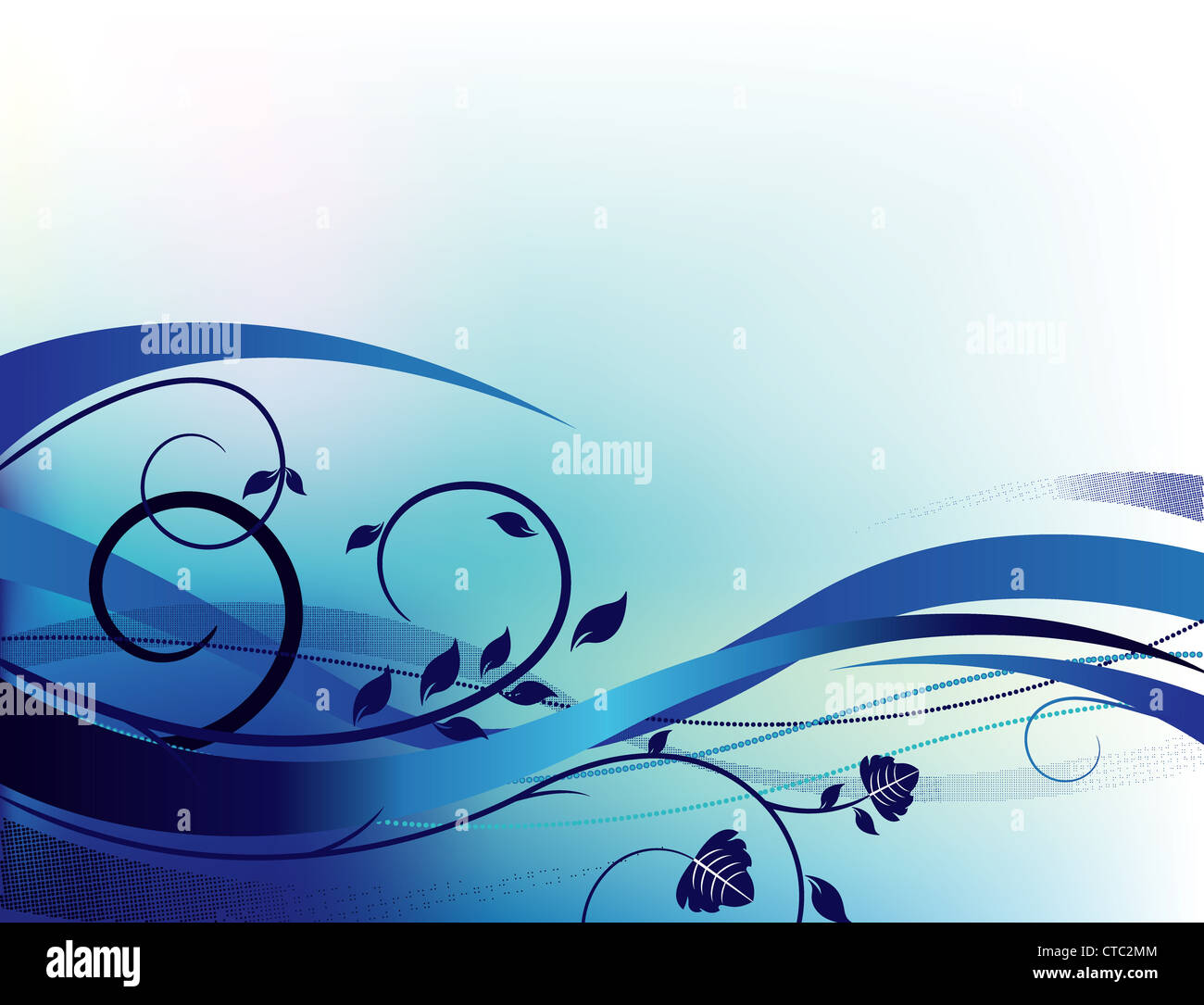 vector floral background with wave Stock Photo - Alamy