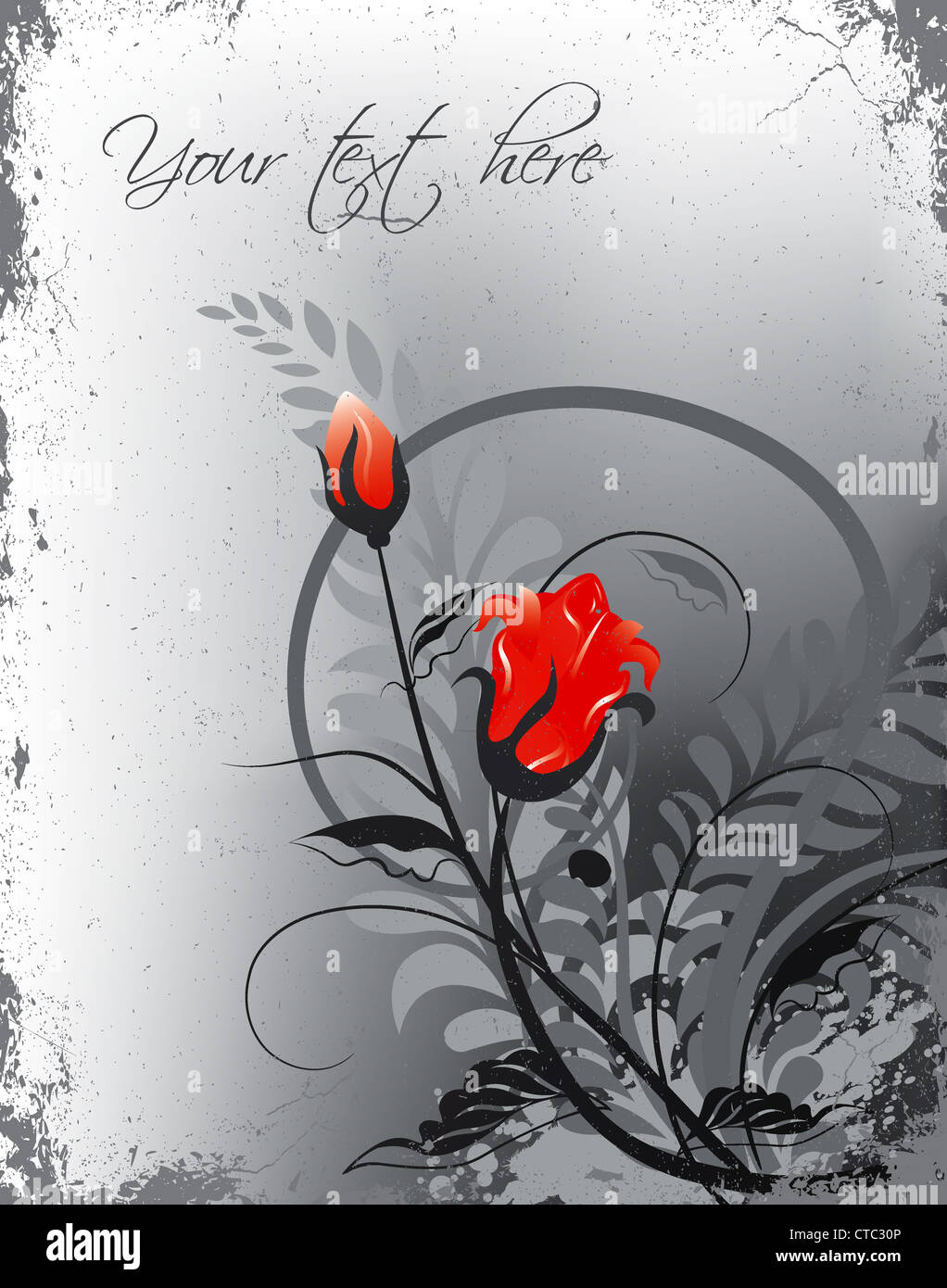 vector grunge background with floral Stock Photo - Alamy