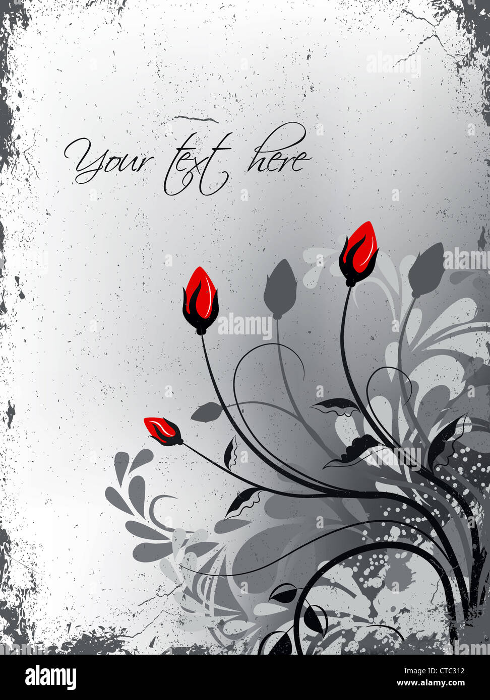 vector grunge background with floral Stock Photo - Alamy