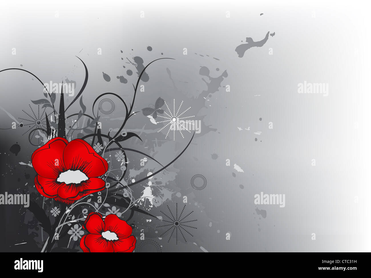 vector grunge background with floral Stock Photo - Alamy