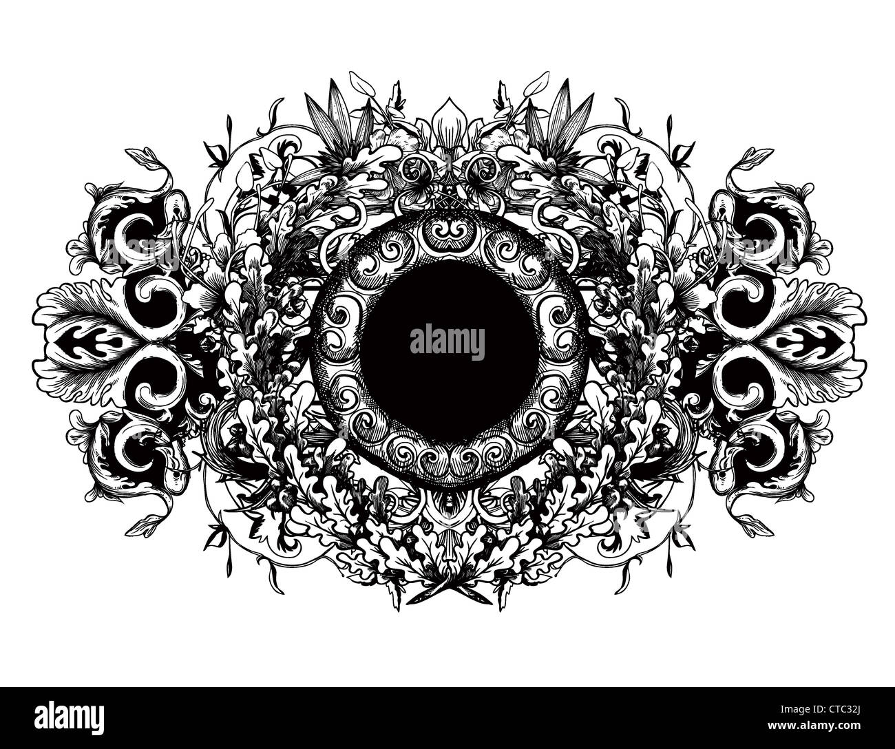 vintage floral frame vector illustration Stock Photo - Alamy