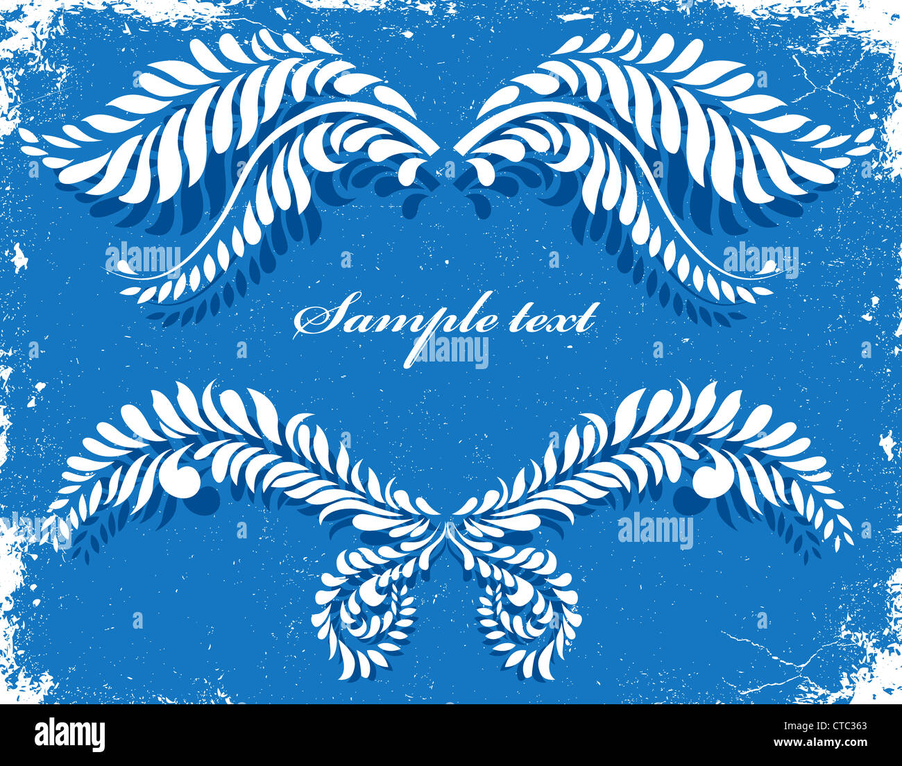 vector illustration of a vintage floral frame with grunge Stock Photo ...