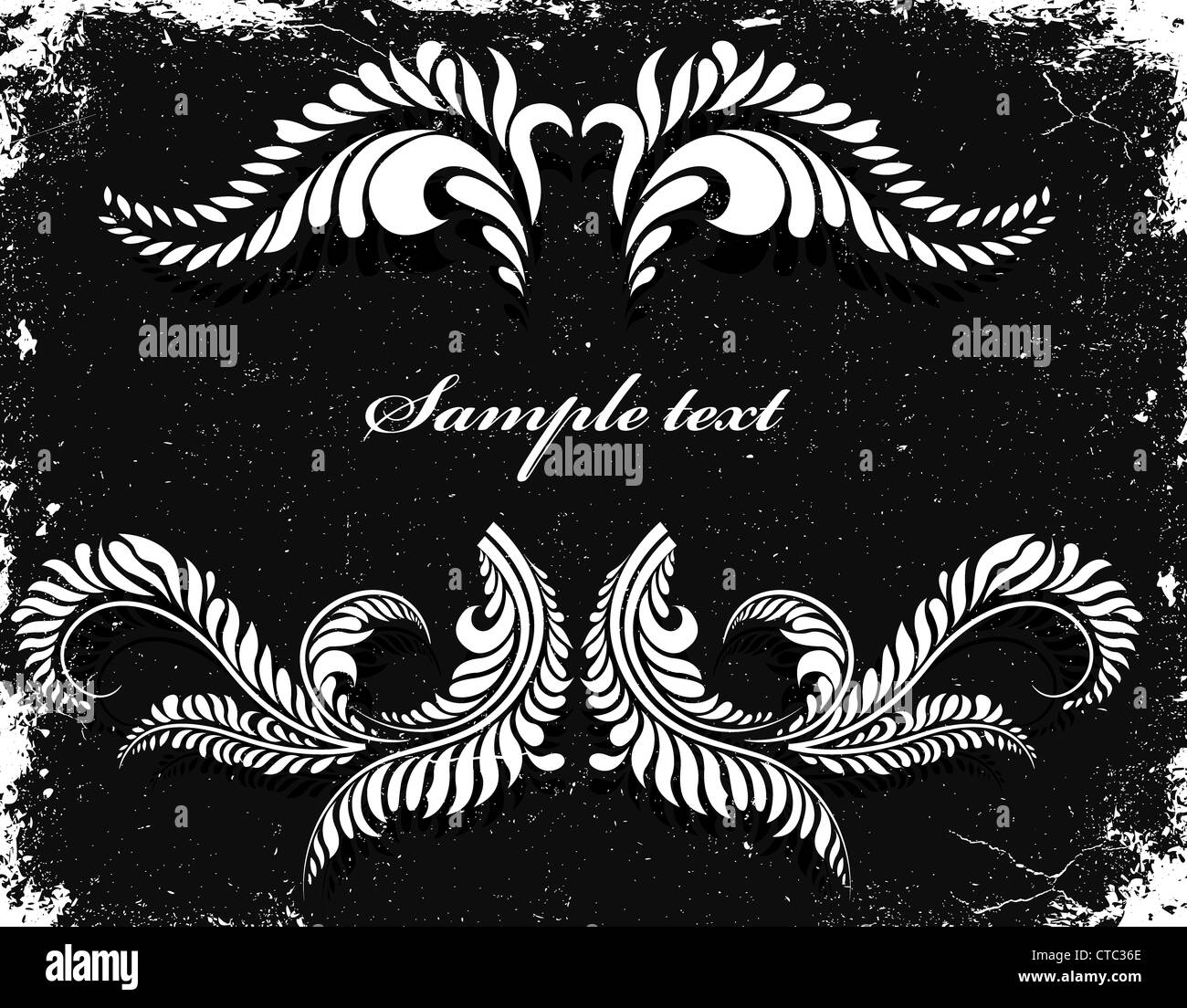 vector illustration of a vintage floral frame with grunge Stock Photo ...
