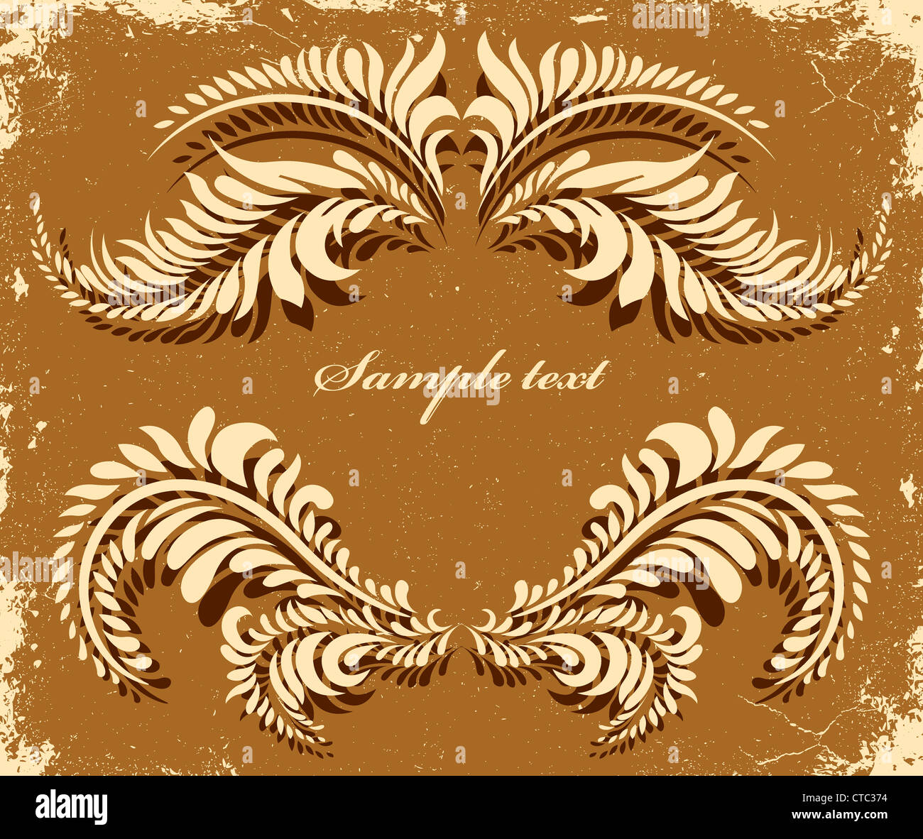 vector illustration of a vintage floral frame with grunge Stock Photo ...