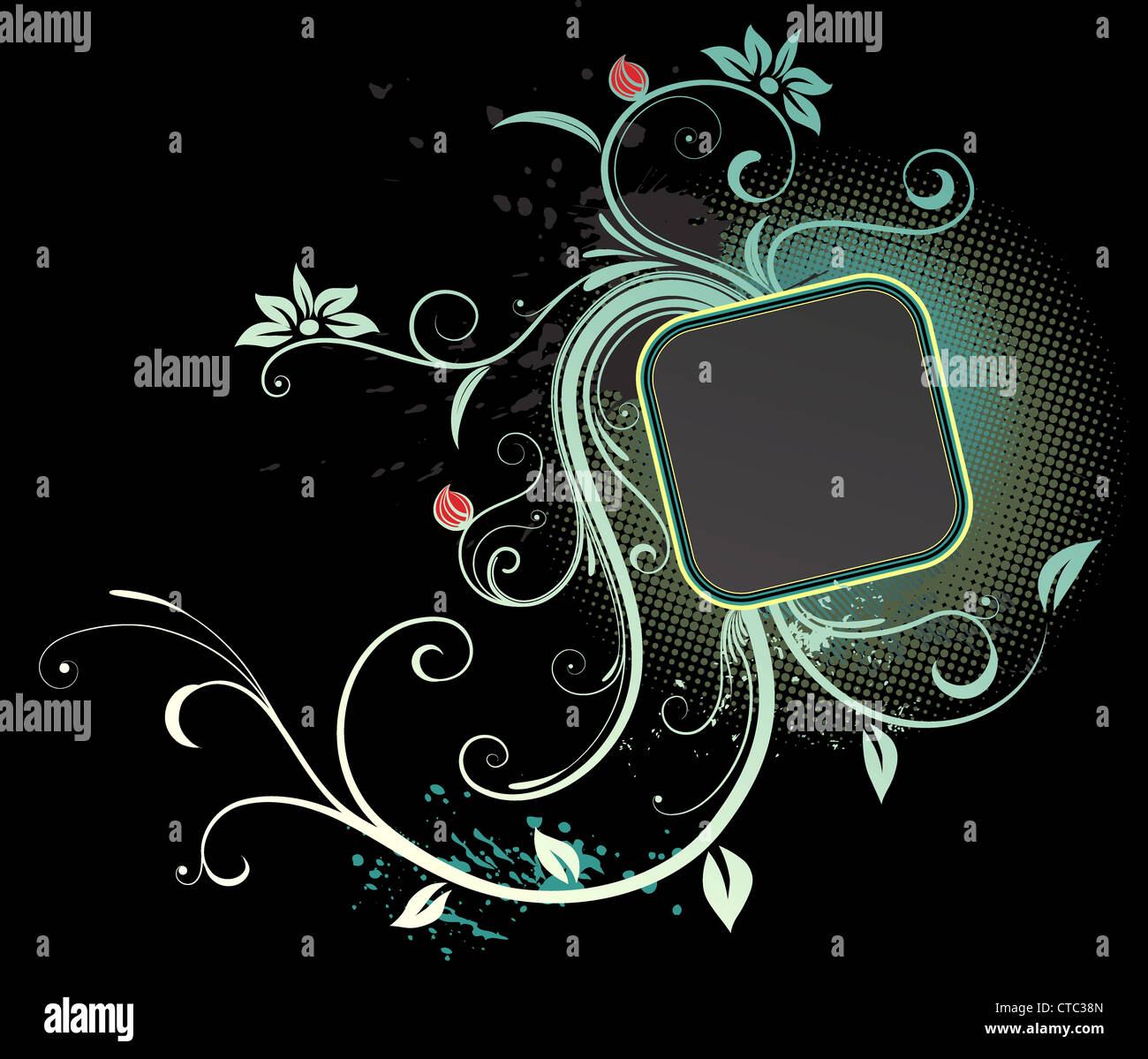 Vector illustration of Grunge Floral Decorative frame Stock Photo - Alamy