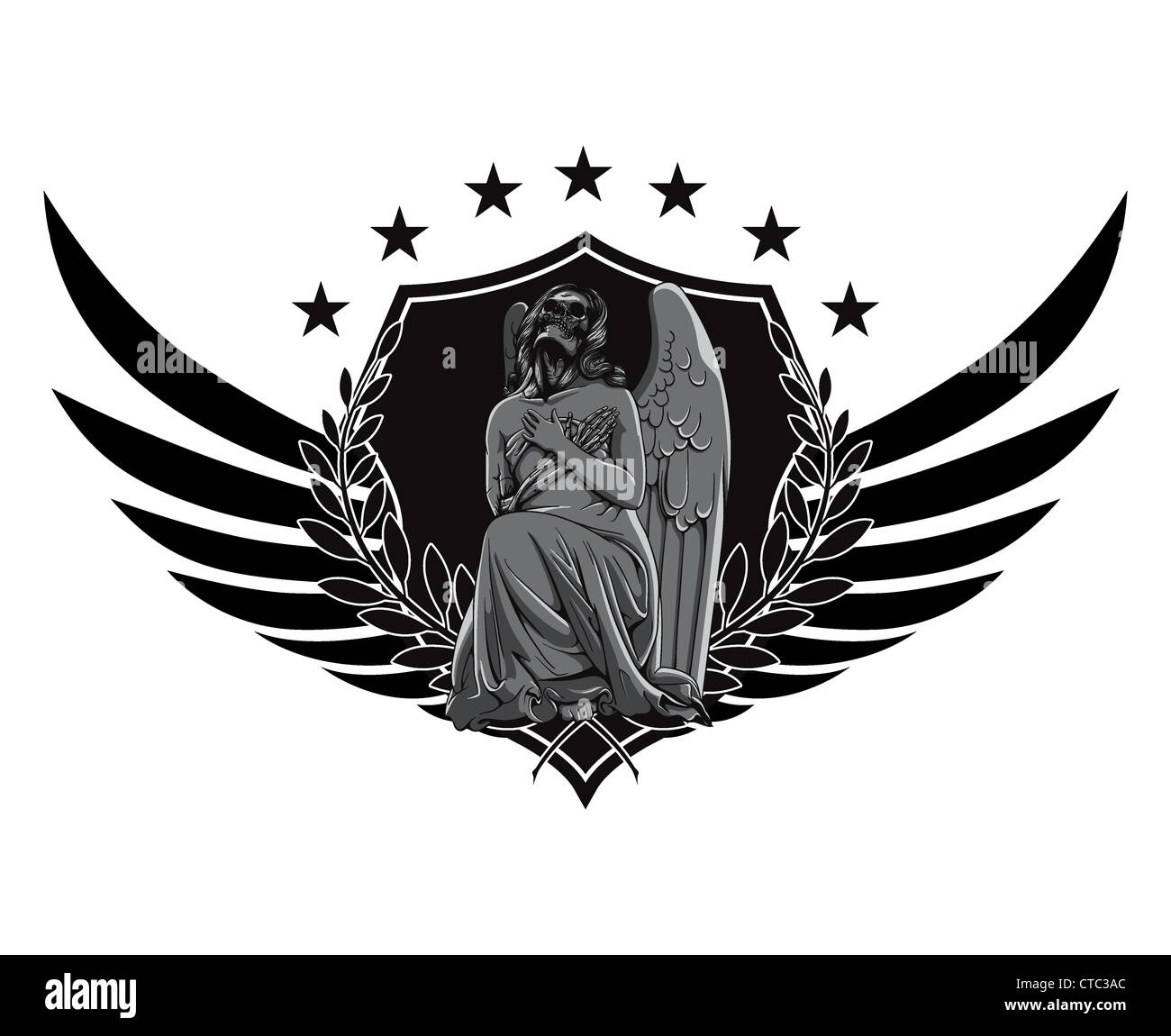 vector vintage emblem with dark angel Stock Photo Alamy