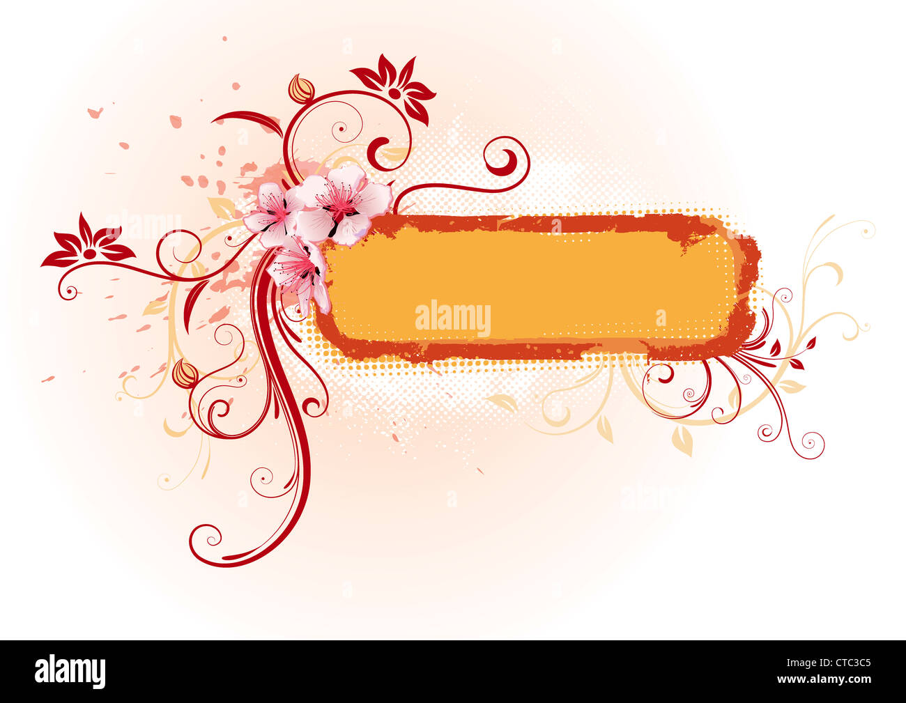 Vector illustration of Grunge Floral Decorative frame Stock Photo - Alamy