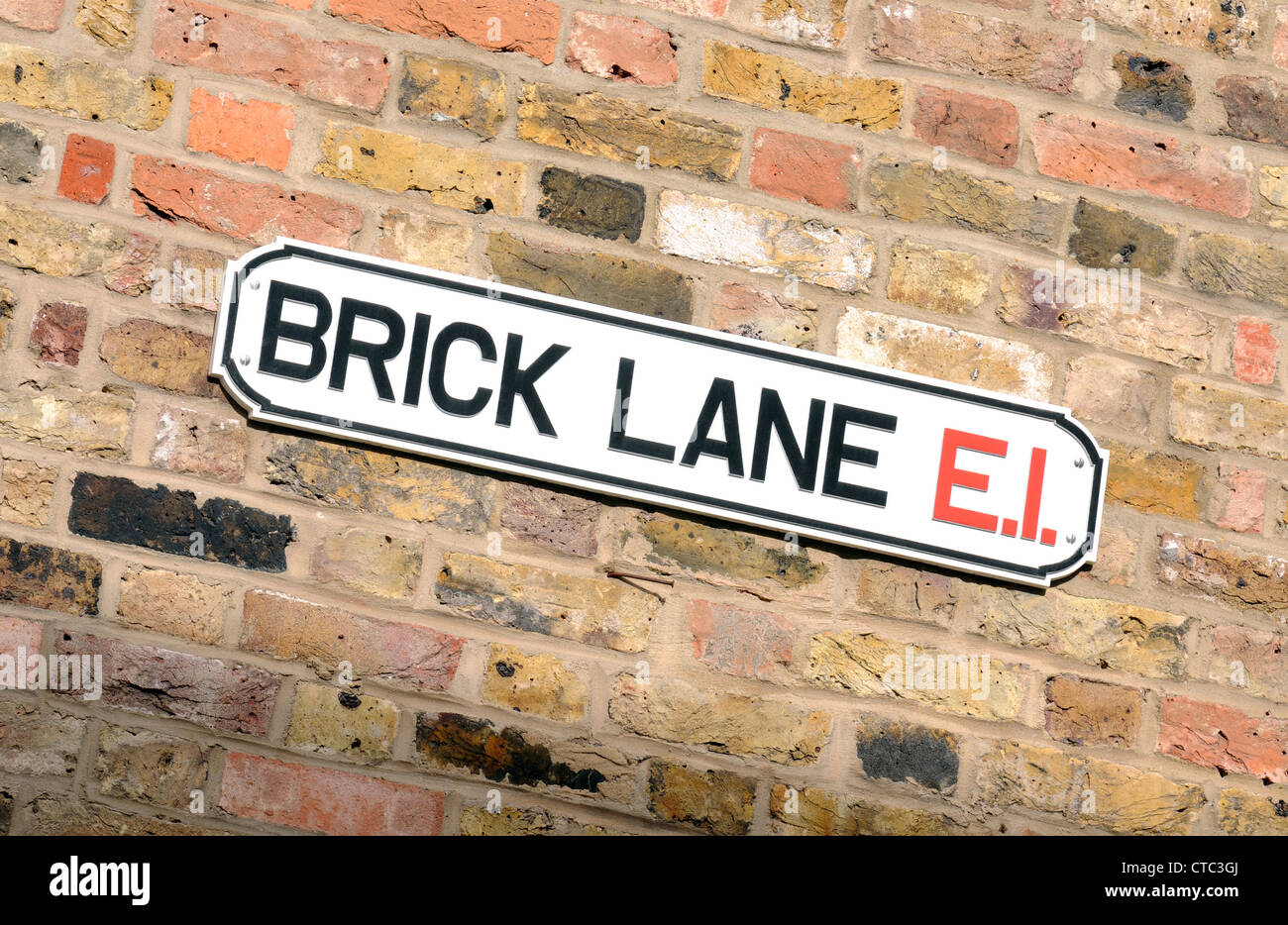 Brick Lane sign, Brick Lane street, East London, Britain, UK Stock Photo
