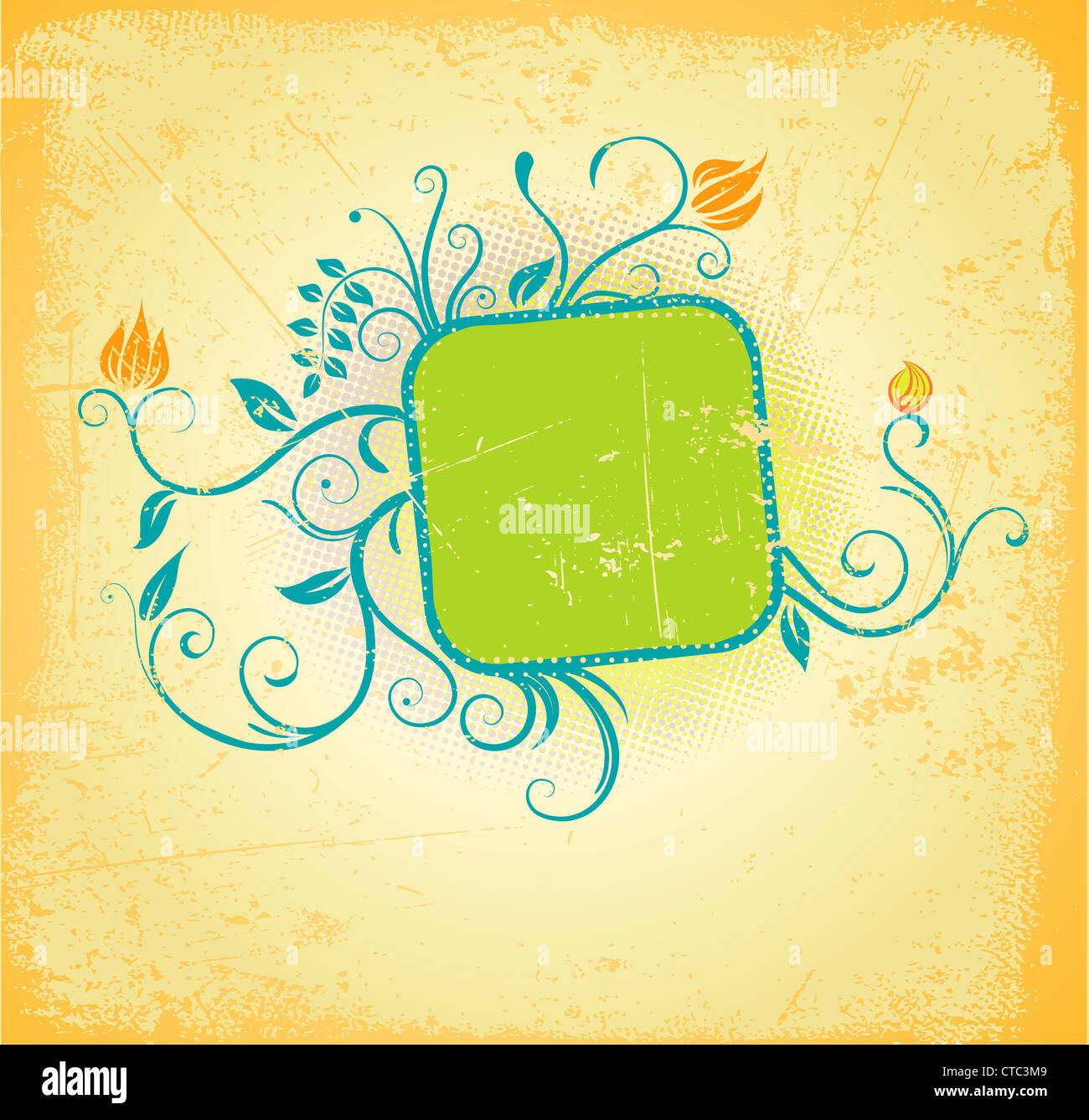 Vector illustration of Grunge Floral frame Stock Photo - Alamy