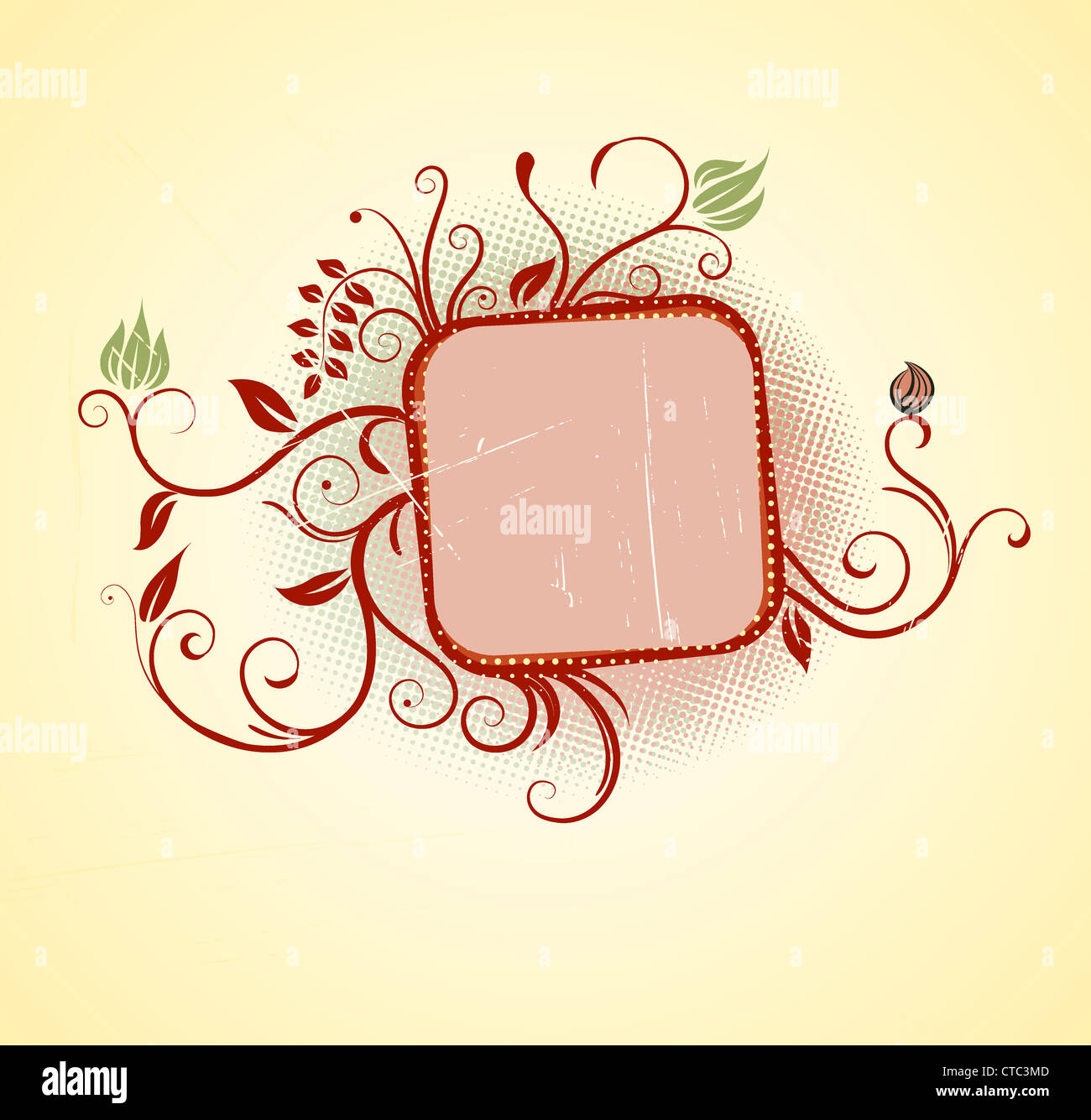 Vector illustration of Grunge Floral frame Stock Photo - Alamy