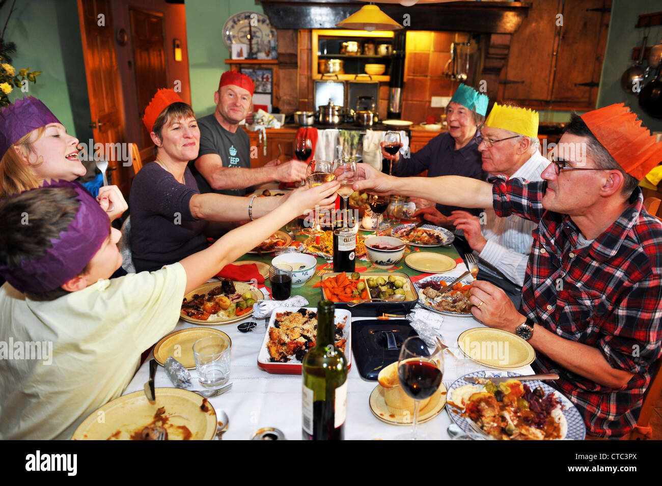 Traditional Christmas dinner for the family, Cumbria UK Stock Photo - Alamy