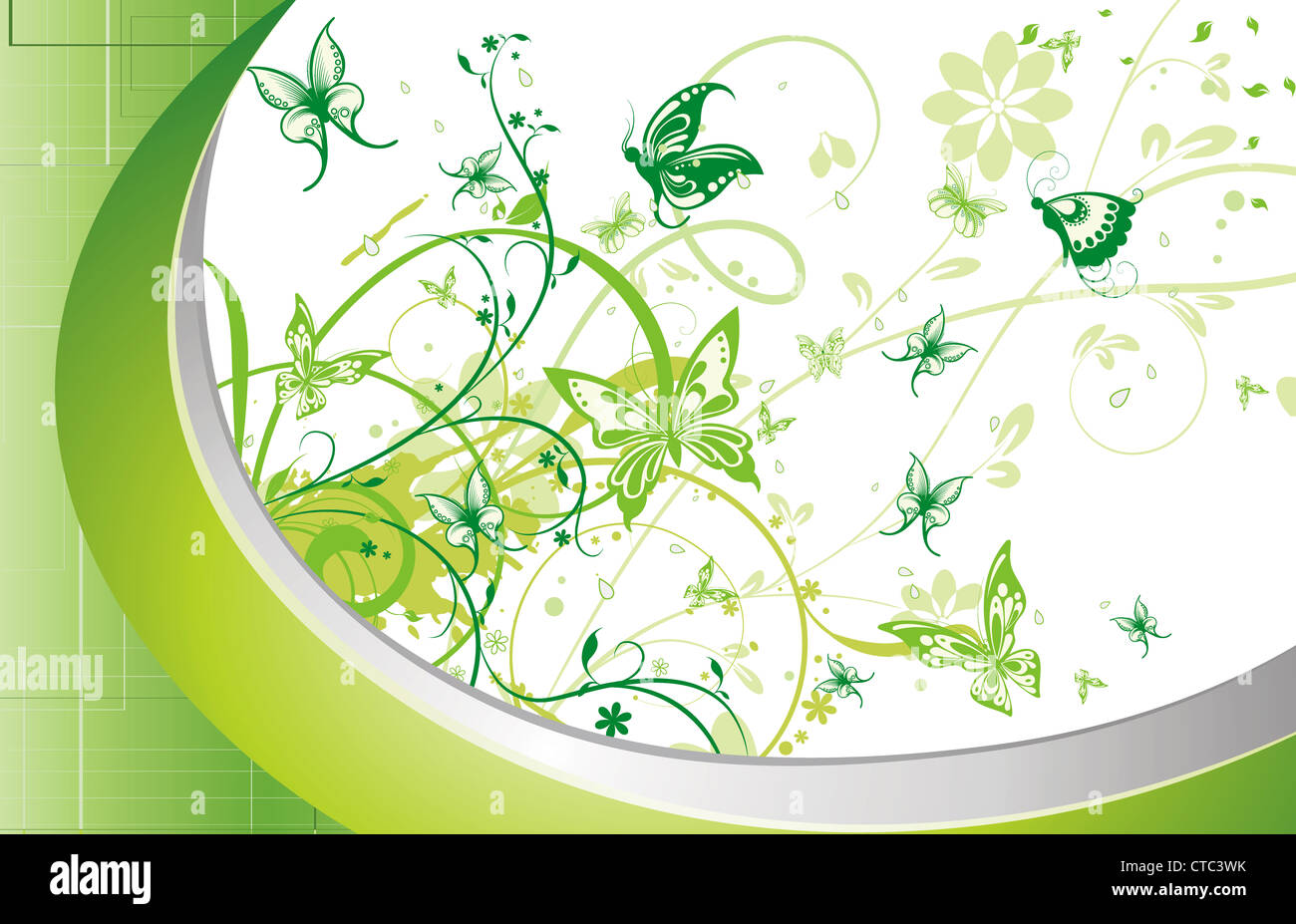 vector floral background with butterflies Stock Photo - Alamy