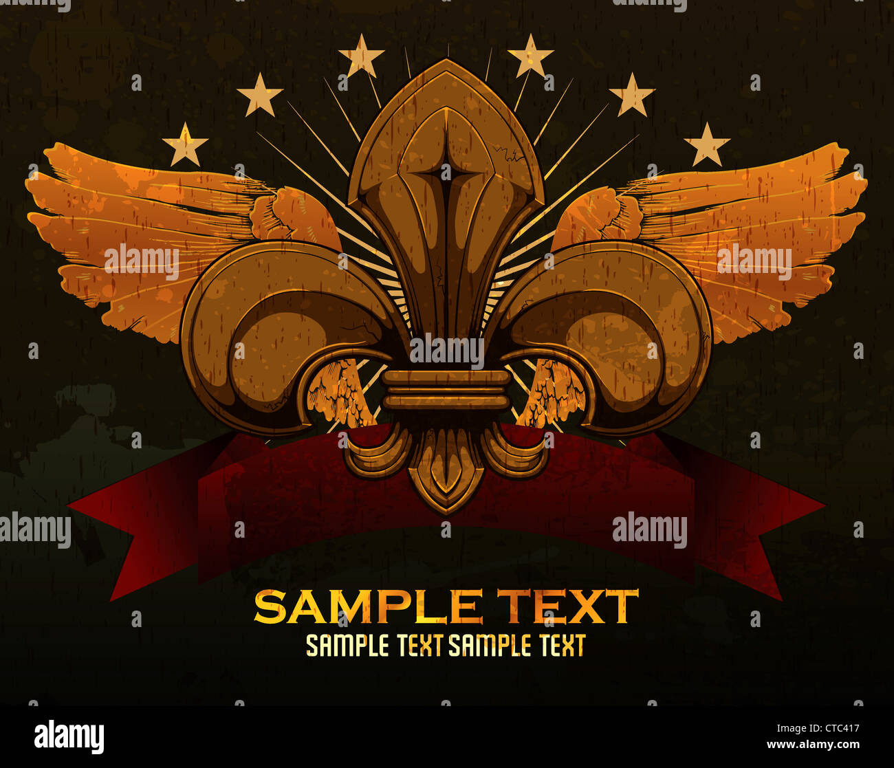 gothic fleur de lis with ribbon vector illustration Stock Photo - Alamy