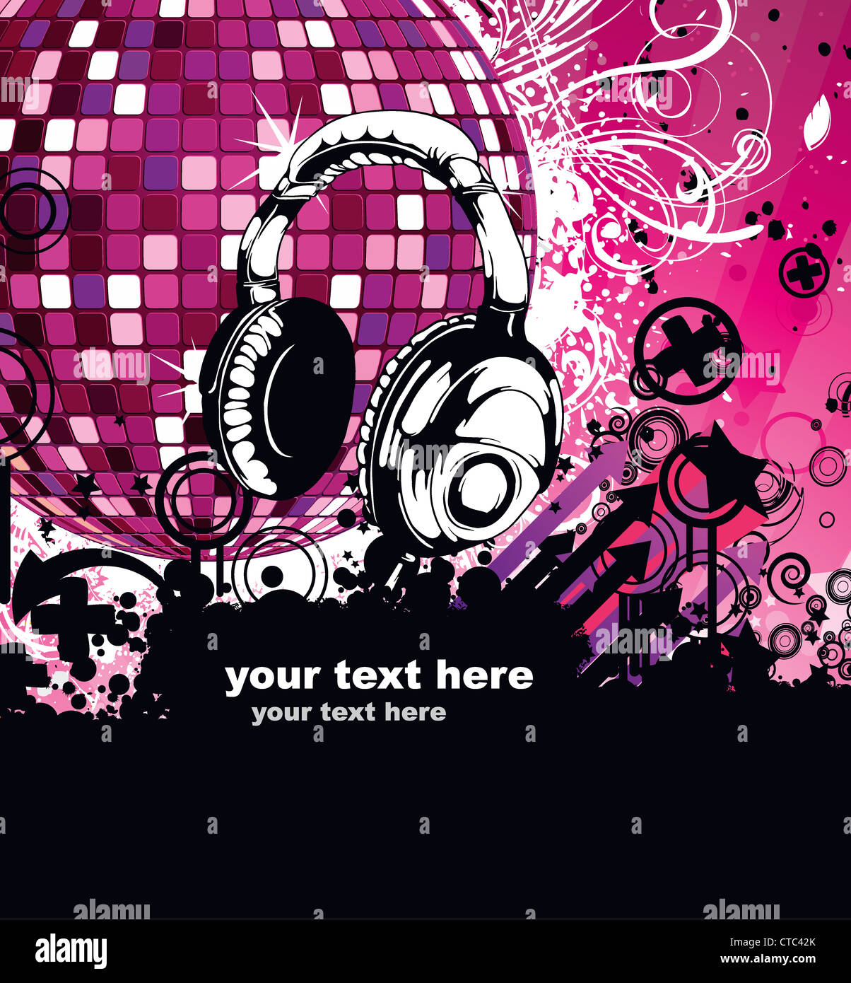 vector concert poster with discoball Stock Photo - Alamy