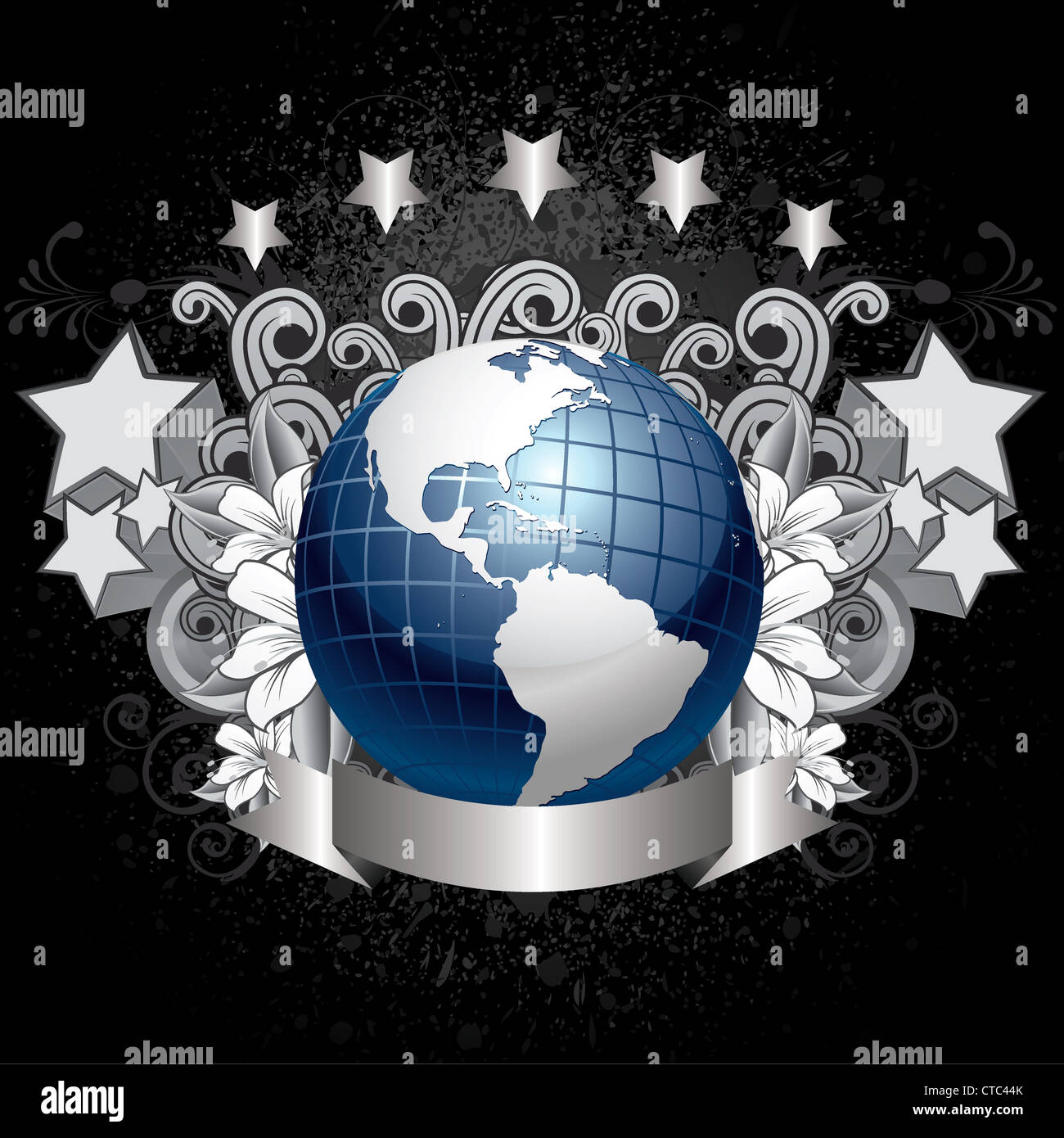 planet earth with grunge background vector illustration Stock Photo - Alamy