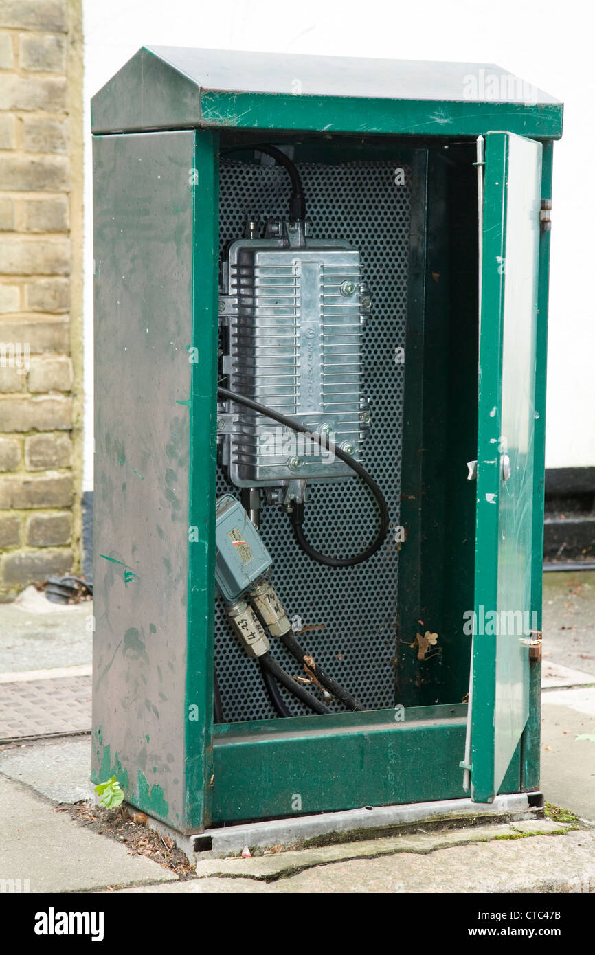 Virgin Media cable TV / broadband connection junction box in the street