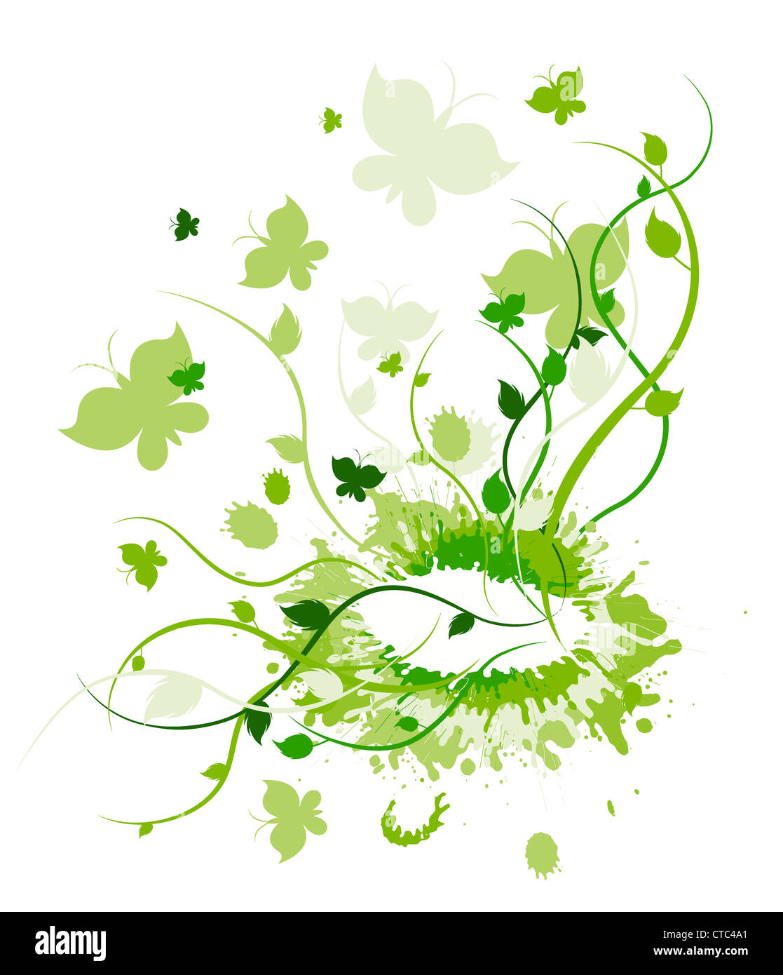 vector floral background with grunge Stock Photo - Alamy
