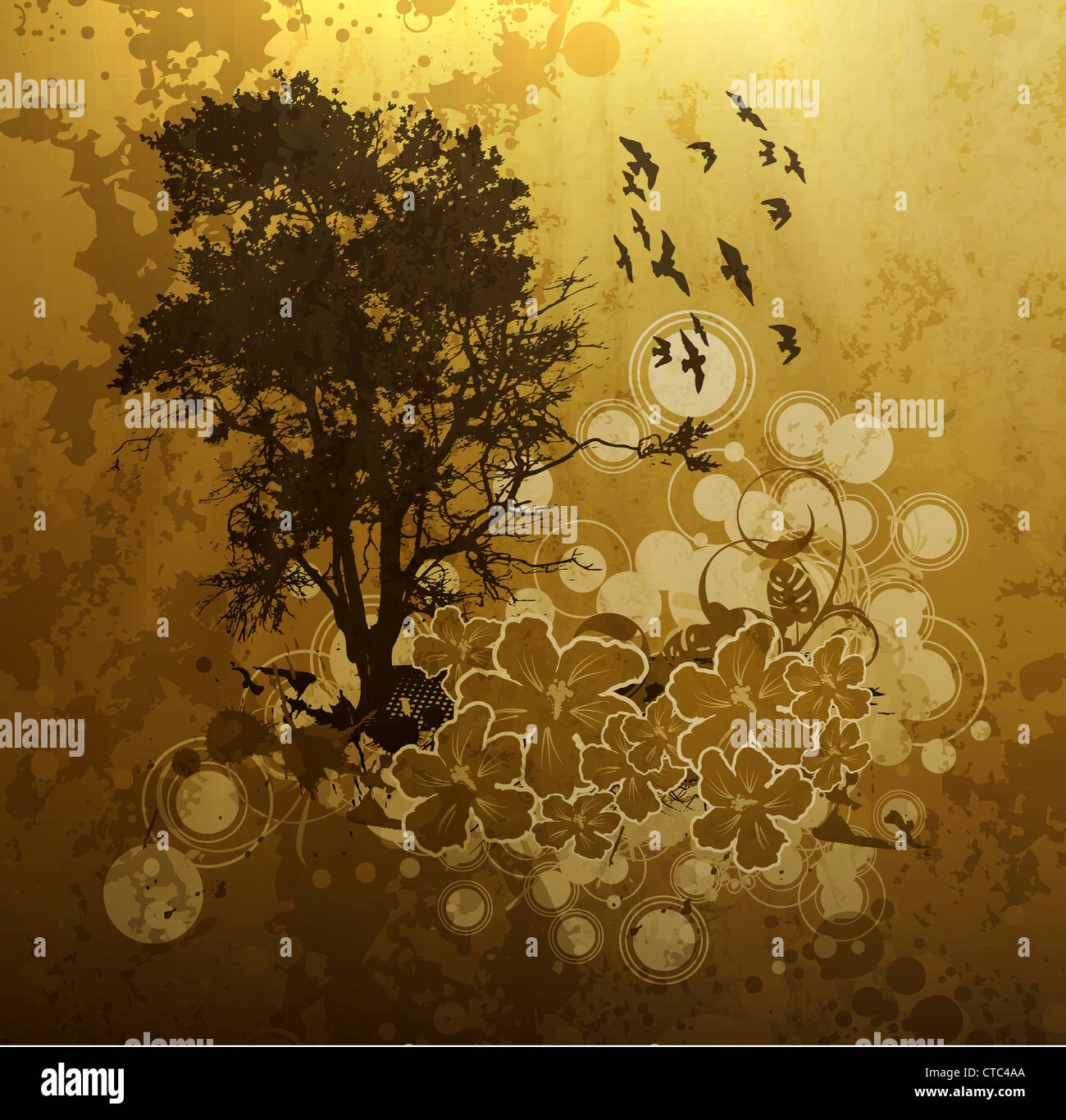 vector vintage background with tree Stock Photo - Alamy