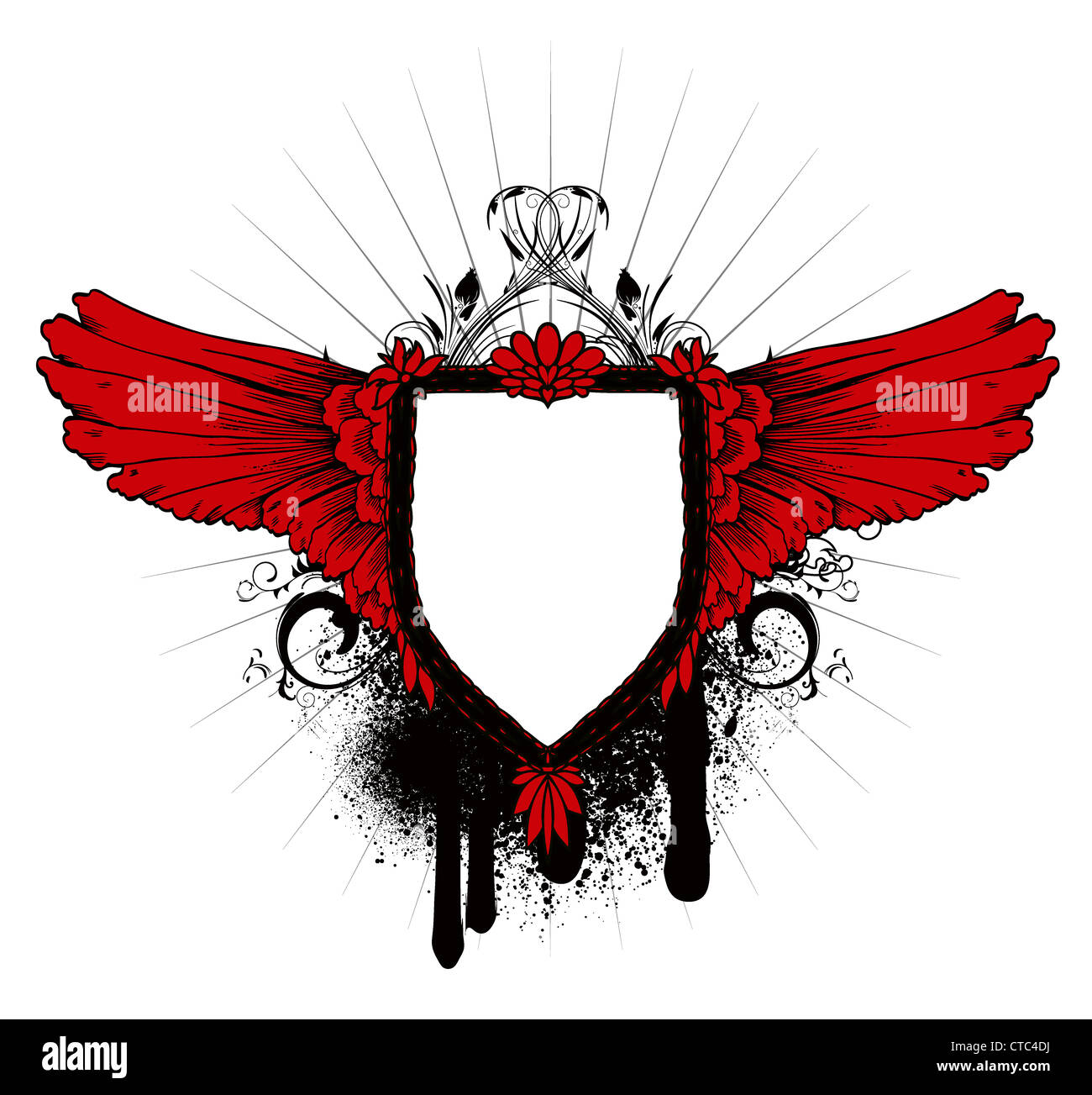 vintage emblem with wings and shield Stock Photo - Alamy