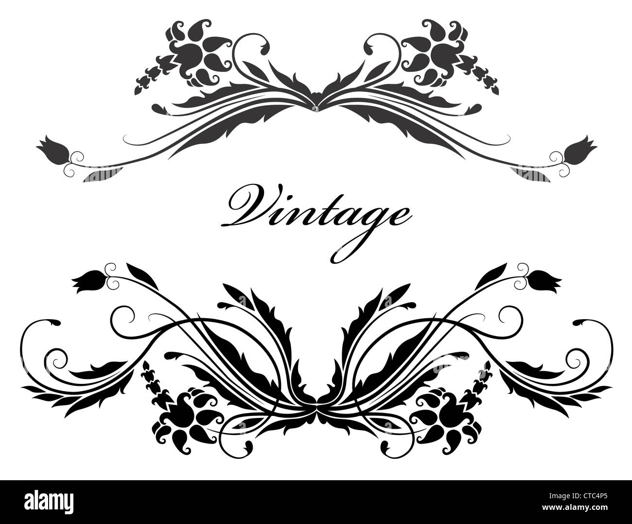 vector illustration of a vintage floral frame Stock Photo - Alamy