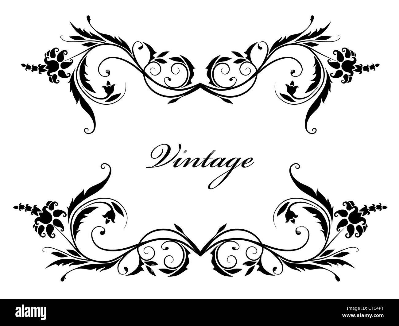 vector illustration of a vintage floral frame Stock Photo - Alamy