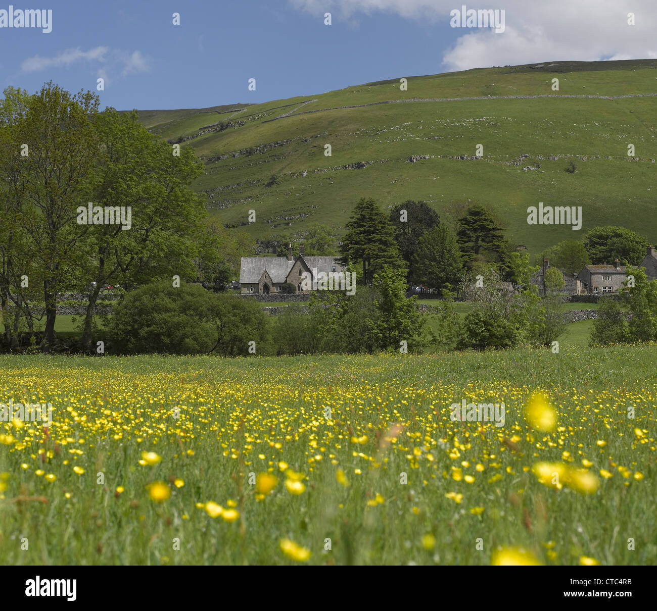 Buckden and Buckden Pike in summer Upper Wharfedale Yorkshire Dales National Park North Yorkshire England UK United Kingdom GB Great Britain Stock Photo