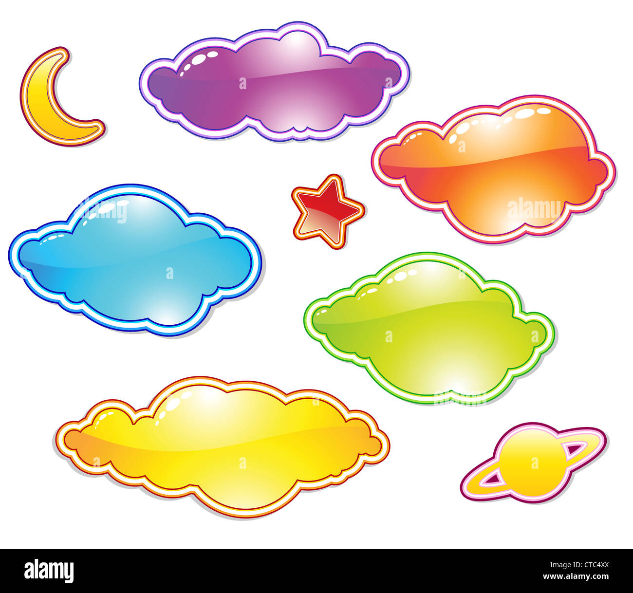 Vector illustration Set of color clouds. You can use this objects for ...