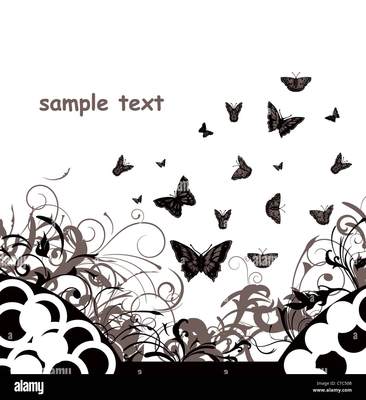 vector vintage background with butterflies Stock Photo - Alamy