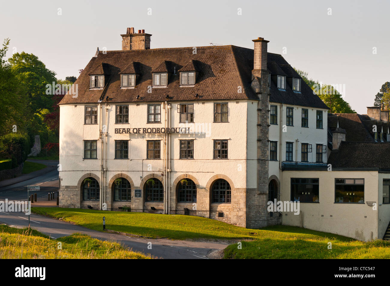 Bear of Rodborough Hotel Restaurant set in a National Trust land, Stroud, Gloucestershire, UK Stock Photo