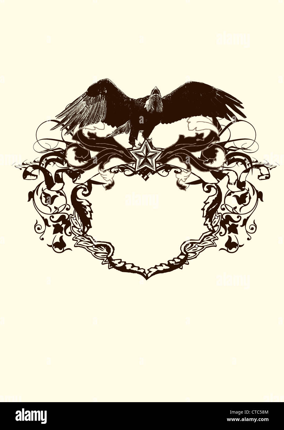 Decorative frame with stylized eagle. Vector illustration Stock Photo