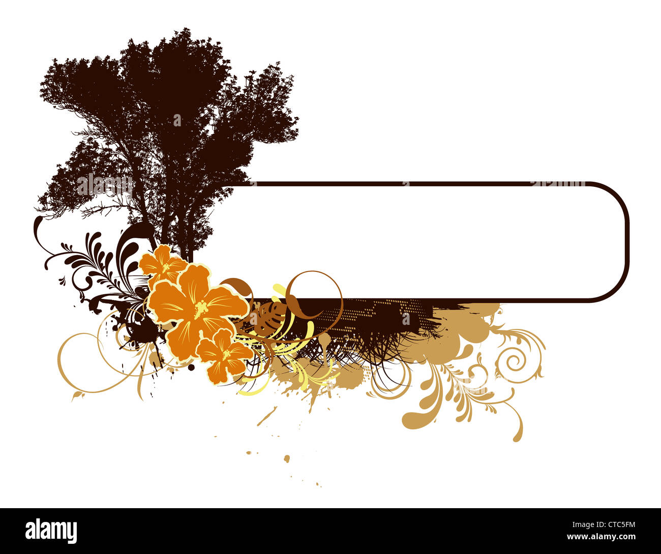 vector illustration of a vintage floral frame with grunge Stock Photo ...