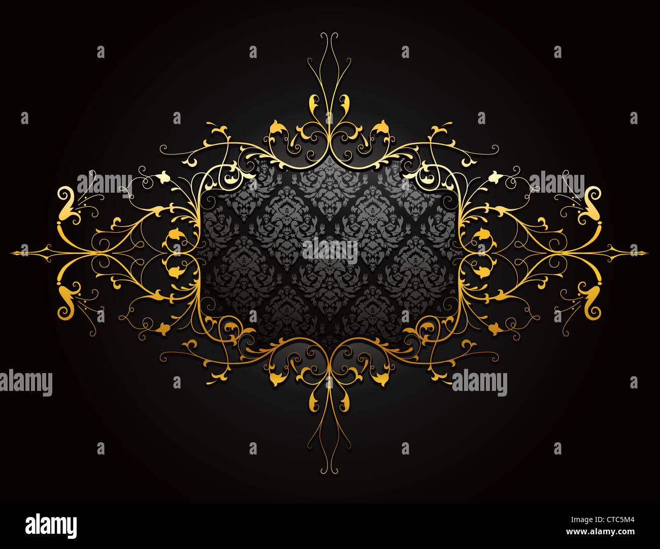 vector illustration of a vintage gold floral frame Stock Photo - Alamy